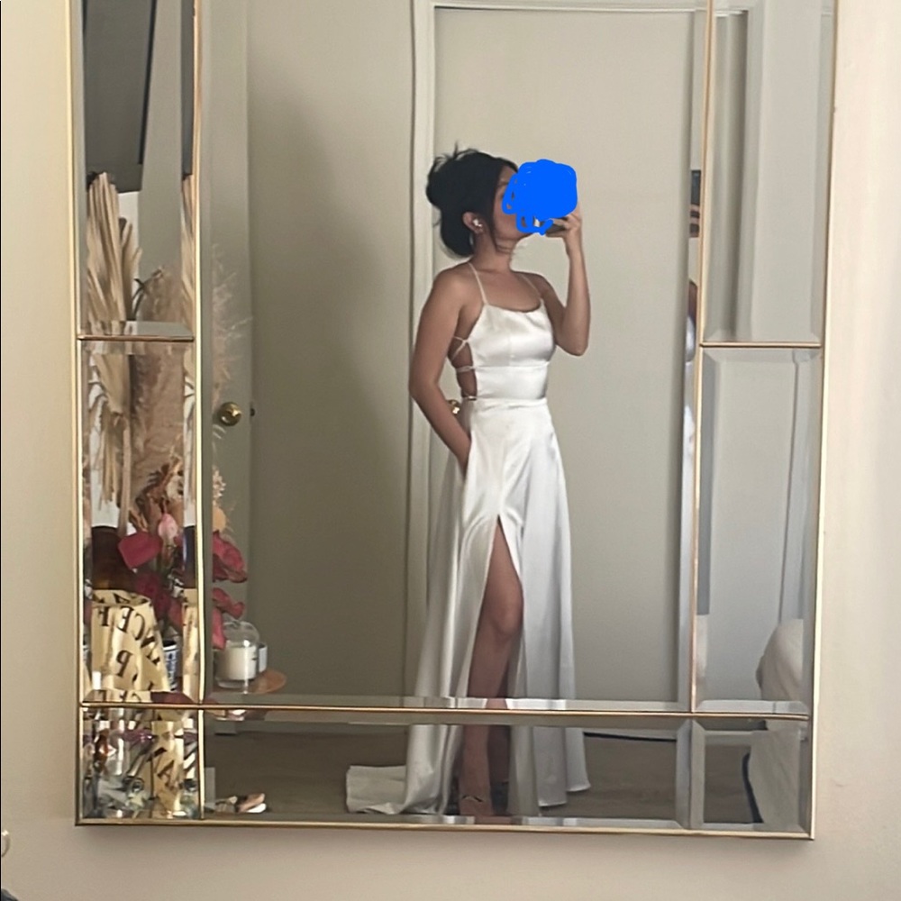white satin dress
